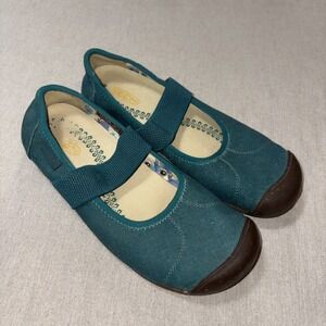 Keen "Sienna" Slip On Mary Jane Teal Comfort Strap Round Wide Toe Casual Size 9